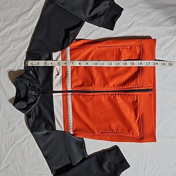 Nike Boys Size 7 Gray Orange Long Sleeve Zippered Track Jacket Used - Picture 13 of 14